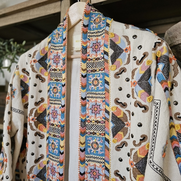 Anthropologie Maeve Dala Embroidered Jacket Size M Bohemian Maximalist Statement - Picture 12 of 15